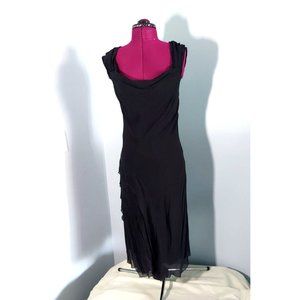 Vintage La Perla Collezione Black 100% Silk Gauze Slip Dress Midi sz 42